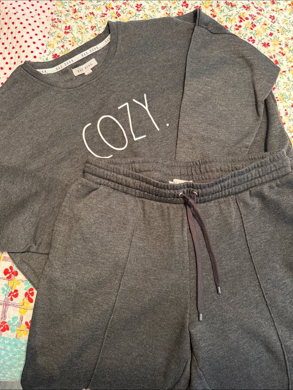 Rae Dunn 'COZY.' Charcoal Sweatshirt & Jogger Set - Picture 3 of 4